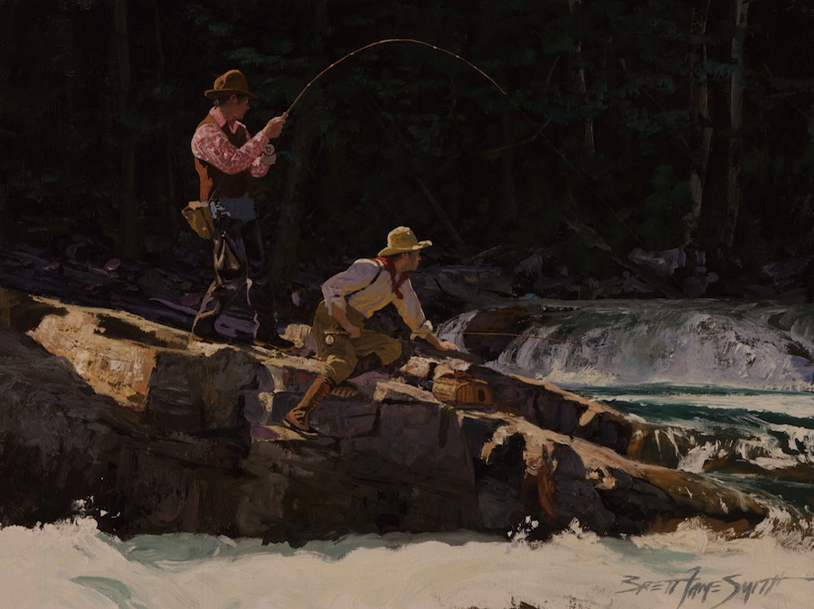 Fishing in Spring Brett Smith fly fishing painting, brettsmith.com